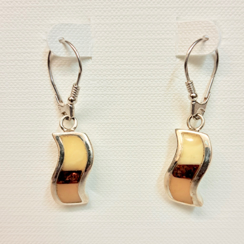 Click to view detail for HWG-2345 Earrings Wavy Rectangle Butterscotch and Rum Amber $55